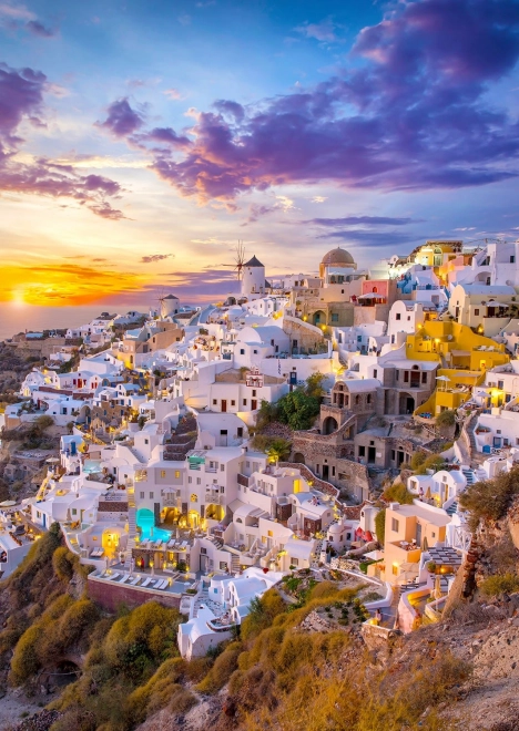 Uganka Zahod sonca nad Santorinijem 1000 kosov