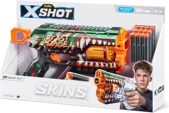 X-Shot Skins Griefer Beast Mode – pištola za penaste izstrelke, 12 izstrelkov