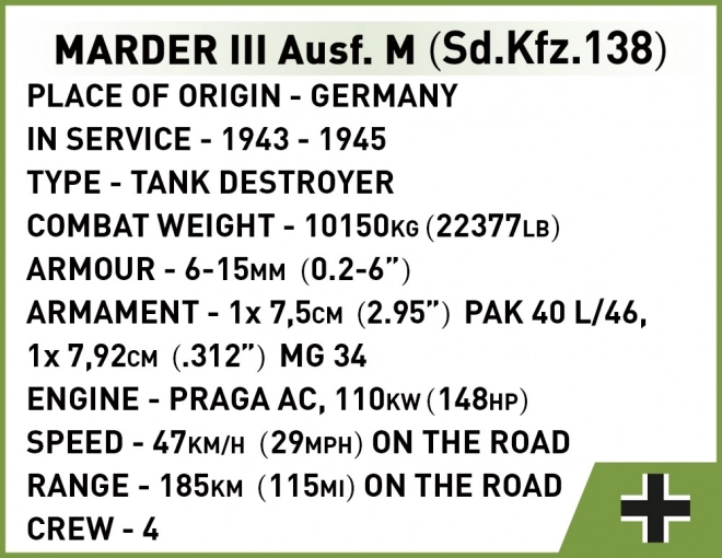 COBI 2282 II WW Marder III Ausf. M, 1:35, 367 k, 1 f