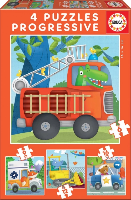 Educa puzzle Živalski reševalci 4v1 (6, 9, 12, 16 koščkov)
