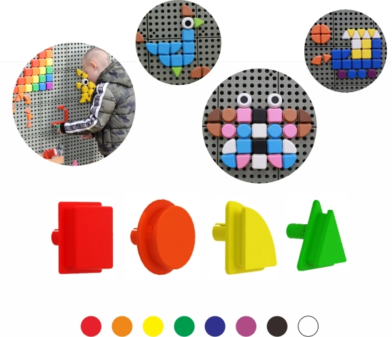 Masterkidz geometrijski zatiči za STEM table, 8 barv, 256 kosov