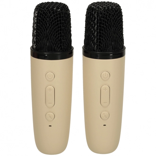 Karaoke set 2 mikrofona + prenosni zvočnik BLUETOOTH USB LED bež barva