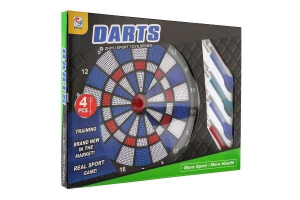 Tarča z puščicami 4 kosi plast premer 28cm v škatli 39x31x3cm