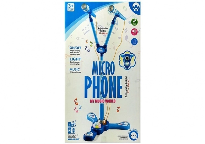 Komplet mikrofonov Karaoke za otroke Modri stojalo za baterije
