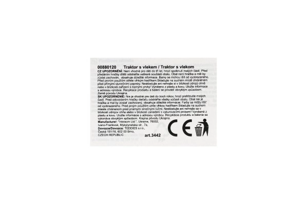 Traktor s prikolico plast 53cm brez pogona v mreži