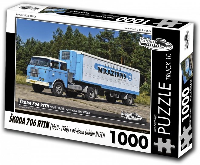 Retro-avti puzzle Škoda 706 RTTN s prikolico Orličan N12CH 1000 kosov