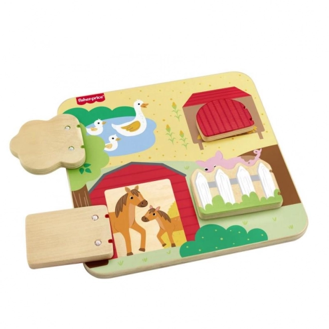Fisher-Price Lesena igra skrivalnice z živalmi