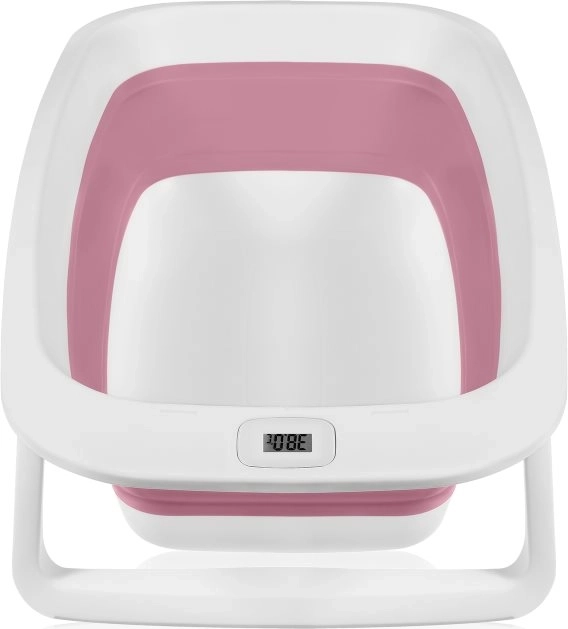 Zložljiva banjica Lionelo s termometrom in ležalnikom Pink Magnolia
