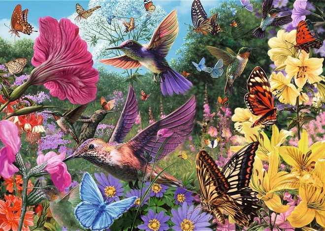 Trefl Puzzle Premium Plus Tea Time – kolibri v vrtu, 1000 kosov