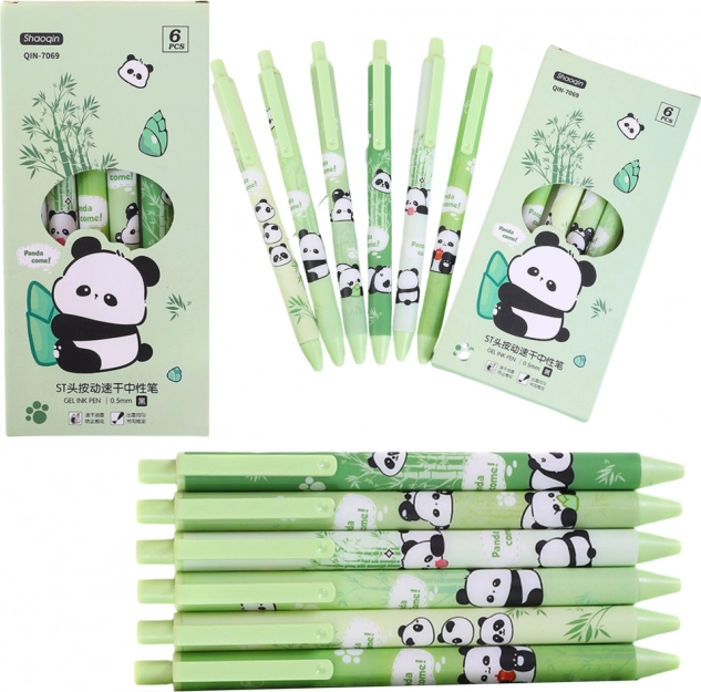 Set gelnih svinčnikov Panda Bambus 6 kos