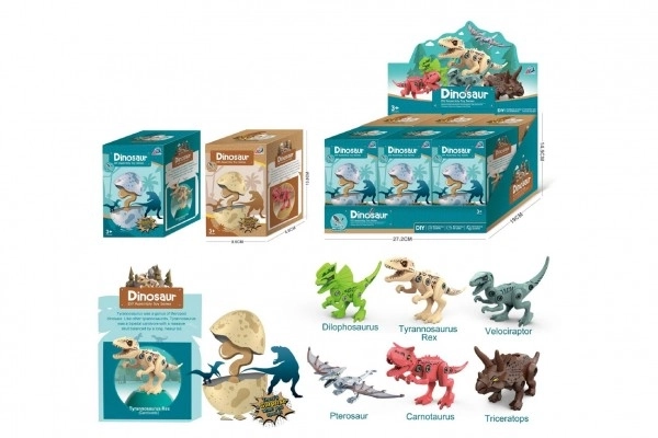 Dinozaver z izvijačem v jajčku plast 13cm 2 vrsti v škatlici 9x9x14cm