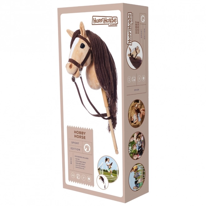 HOPPIHORSE konj na palici hobby horse velikost A3 bež