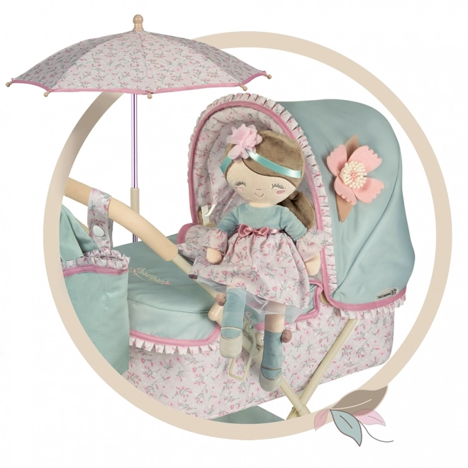 DeCuevas 20045 Plišasta punčka PROVENZA - 36 cm s posteljico