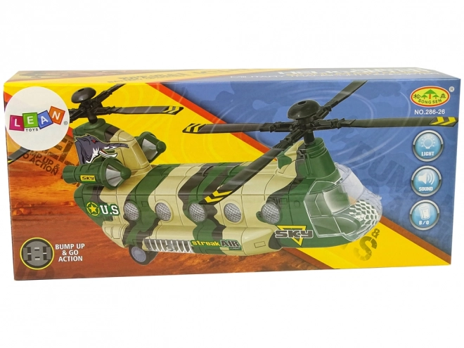 Vojaški helikopter z LED lučmi in zvoki