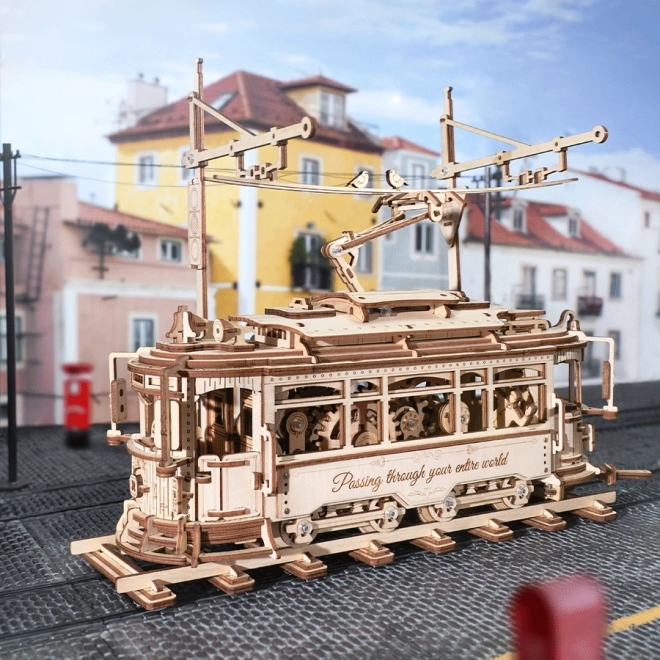 RoboTime 3D lesena mehanska sestavljanka Tramvaj