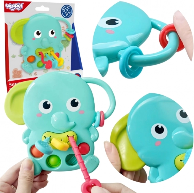 Woopie Baby senzorični grizalo slon Montessori 4v1