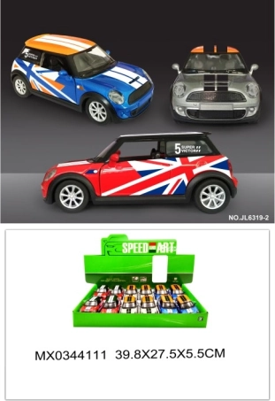 Kovinski model avtomobila Mini Cooper z odpiralnimi vrati in funkcijo pull-back