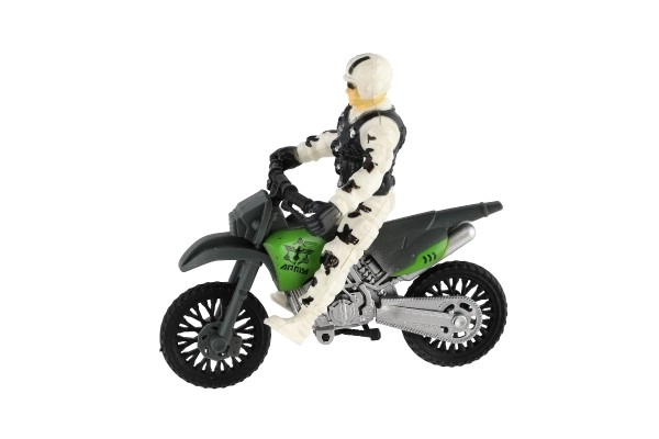 Vojaški set plastična motor, vojak, pes z dodatki v škatli 23x14x4cm