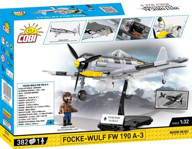 Zgradbena igrača Zgodovinska zbirka WWII Focke-Wulf FW 190 A-3 382 kock