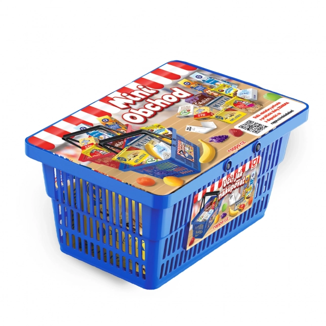 MINI TRGOVINA - nakupovalna košara z dopolnili in učenjem kako nakupovati - modra