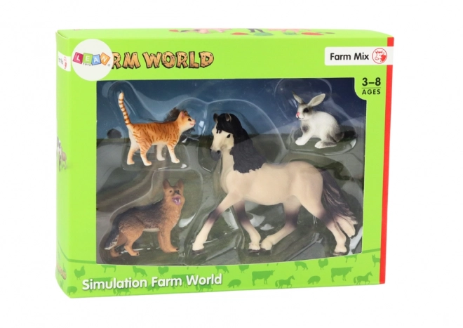 Set figuric domačih živali - Konj, Pes, Zajec, Mačka, 4 kosi