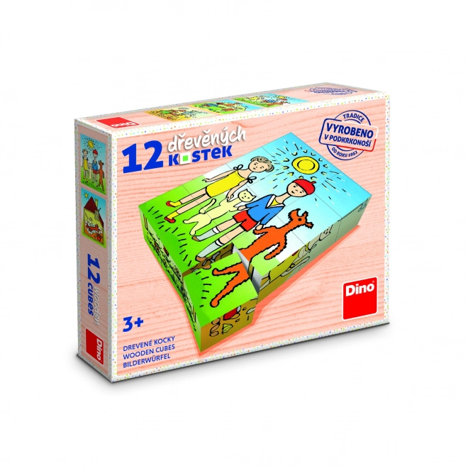 Lesene kocke Kužek in mucka – 12 kock
