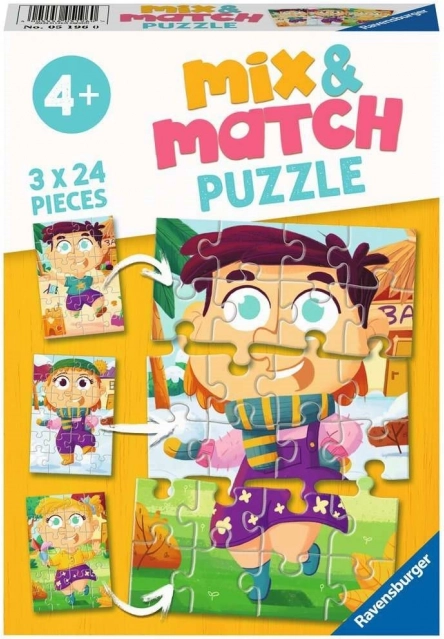 Ravensburger puzzle Mix & Match: barvite obleke 3×24 kosov