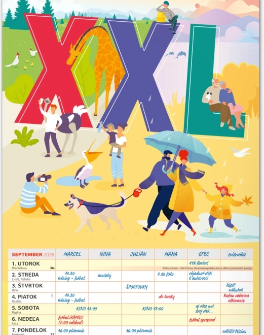 Stenski koledar Družinski načrtovalec XXL 2026