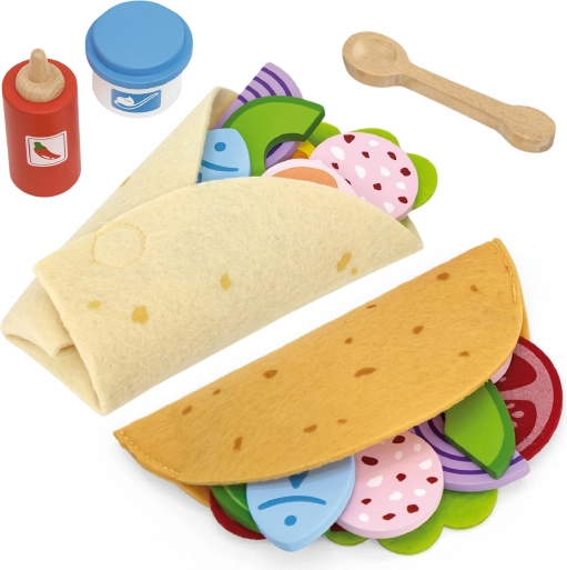 VIGA set za taco in burrito – lesena in filc živila, 27 delov
