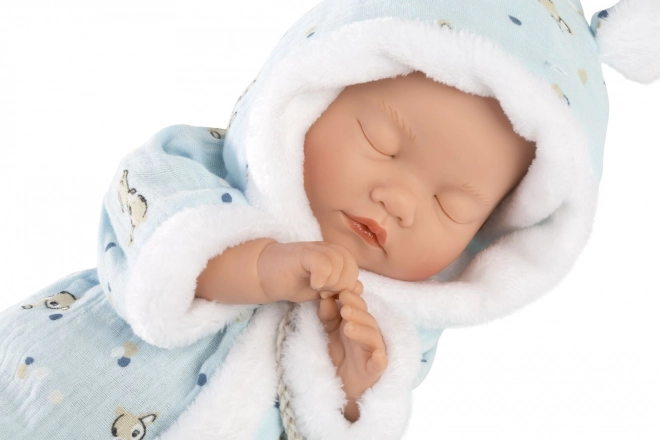 Llorens 63301 LITTLE BABY - speča realistična punčka dojenček z mehkim tekstilnim telesom - 32 cm