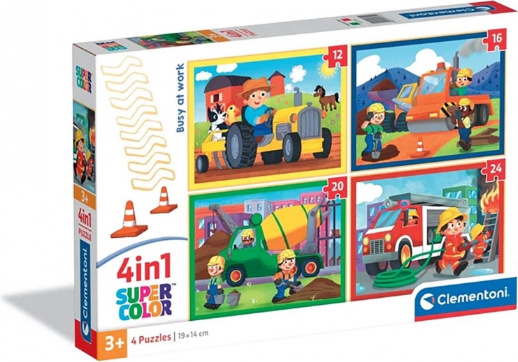 Clementoni puzzle Zaposleni pri delu 4v1 (12, 16, 20 in 24 koščkov)