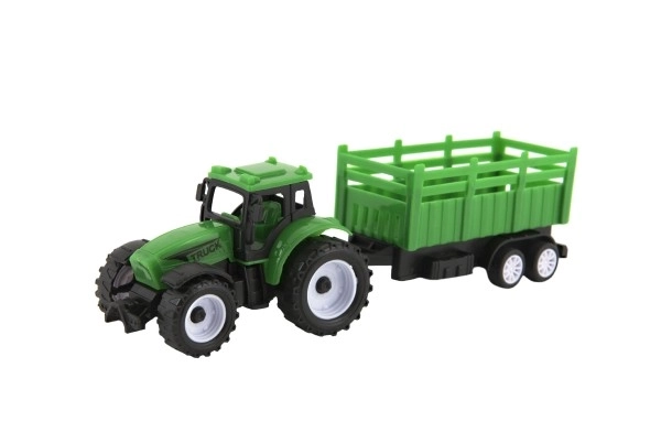 Traktor s prikolico plastika 21cm s prostim tekom, 2 barvi v škatli 23x9x6cm