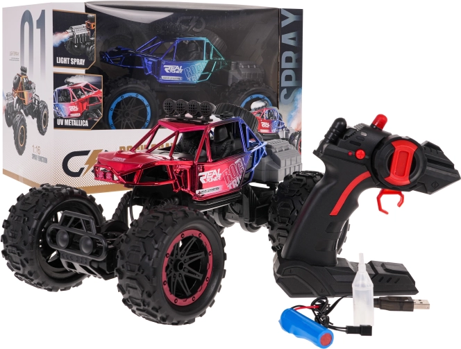 RC crawler REAL ROCK s funkcijo dima 1:16 – Rdeča