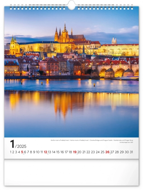 Stenski koledar Praga 2025, 30 × 34 cm