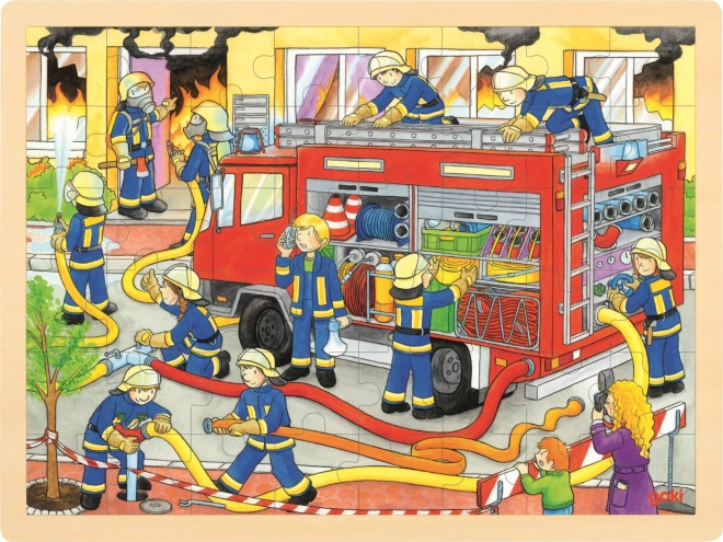 GOKI lesene puzzle gasilci – boj z ognjem, 48 kosov