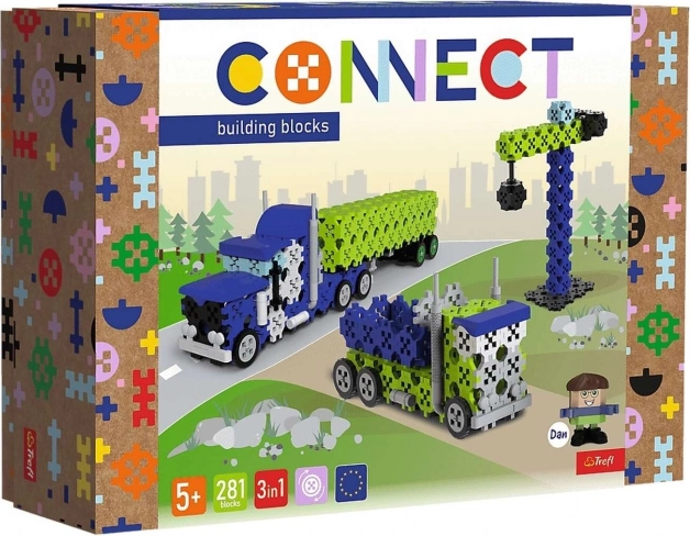 Gradbeni set Klocki Connect 3v1 – tovorno vozilo in gradbišče L