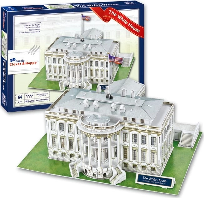 Clever&Happy 3D sestavljanka Belo hišo Washington 64 kosov