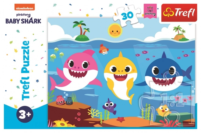 Puzzle Podvodni svet morskih psov/Baby Shark 27x20cm 30 delov v škatli 21x14x4cm