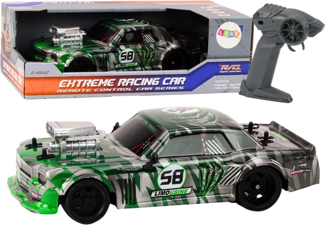RC avto 1:16 z 2,4G, gumijasta kolesa za drift – zeleno