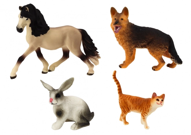 Set figuric domačih živali - Konj, Pes, Zajec, Mačka, 4 kosi