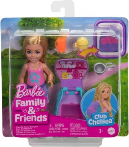 Punčka Barbie Chelsea z nahrbtnikom in mucko