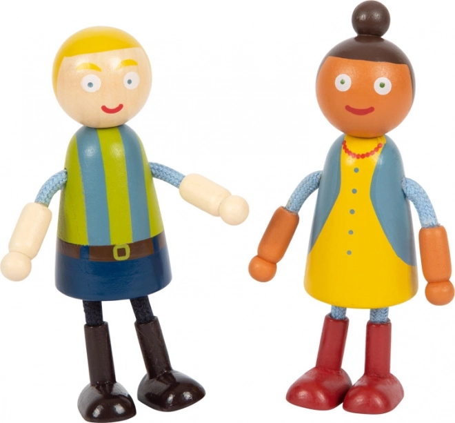 Mini noga Lesene figurice družina z invalidskim vozičkom