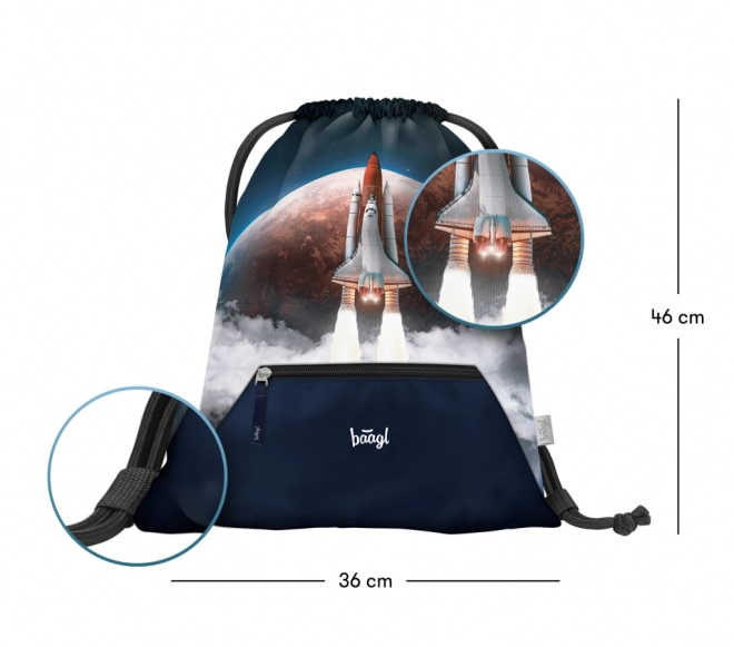 Baagl šolski set Space Shuttle: torba, peresnica, vrečka
