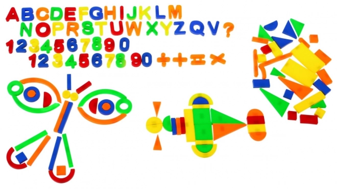 Set barvnih magnetov: Številke, črke in oblike - 128 kosov