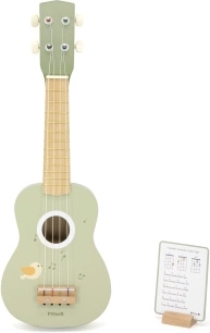 leseno ukulele za otroke s stojalom in notami Happy Birthday – zeleno