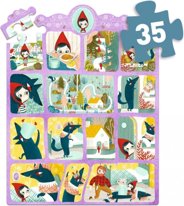 Puzzle z zgodbo Rdeča kapica 35 kosov
