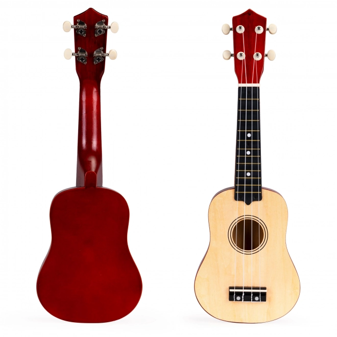 Otroški leseni ukulele s 4 najlonskimi strunami, rjavi ECOTOYS