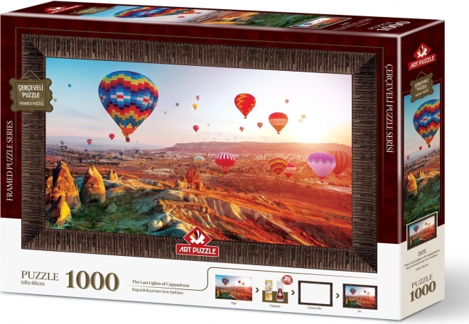 ART PUZZLE Sestavljanka z okvirjem in lepilom 3v1 1000 kosov – Baloni nad Kapadokijo