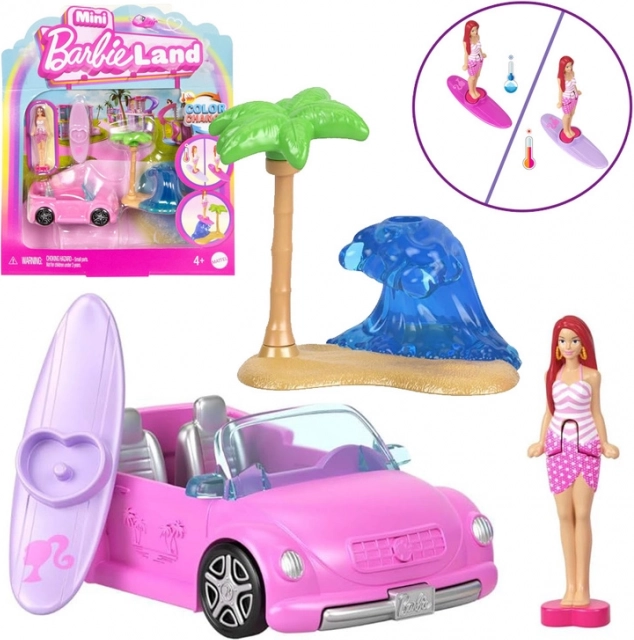 Mattel Mini Barbie Land kabriolet z mini punčko Barbie in menjavo barv
