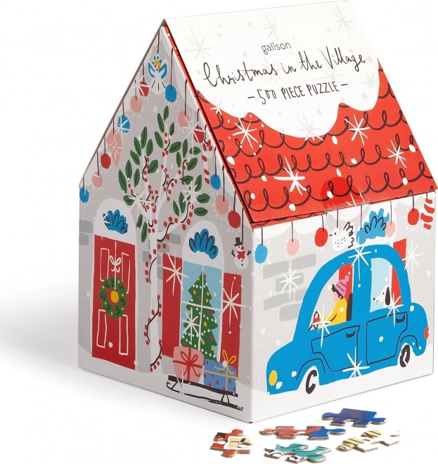 Kvadrataste puzzle Božič na vasi 500 kosov